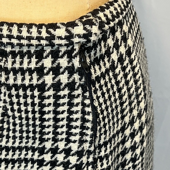VINTAGE 60s wool houndstooth plaid mini midi straight pencil skirt classic - Picture 5 of 9
